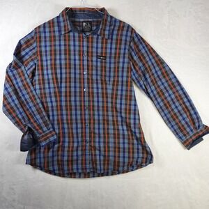 Taco Bell‎ Womens Plaid Button Up Long Sleeve Roll Tab Shirt Size Large
